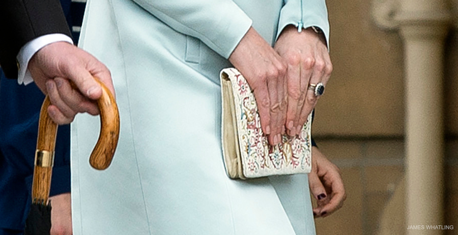 Kate Middleton at the Garden Party, carrying a clutch bag