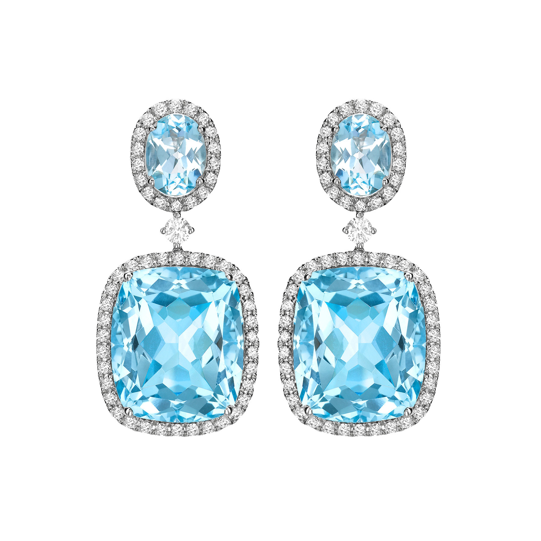 Kiki Mcdonough Blue Topaz and Diamond Drop Earrings