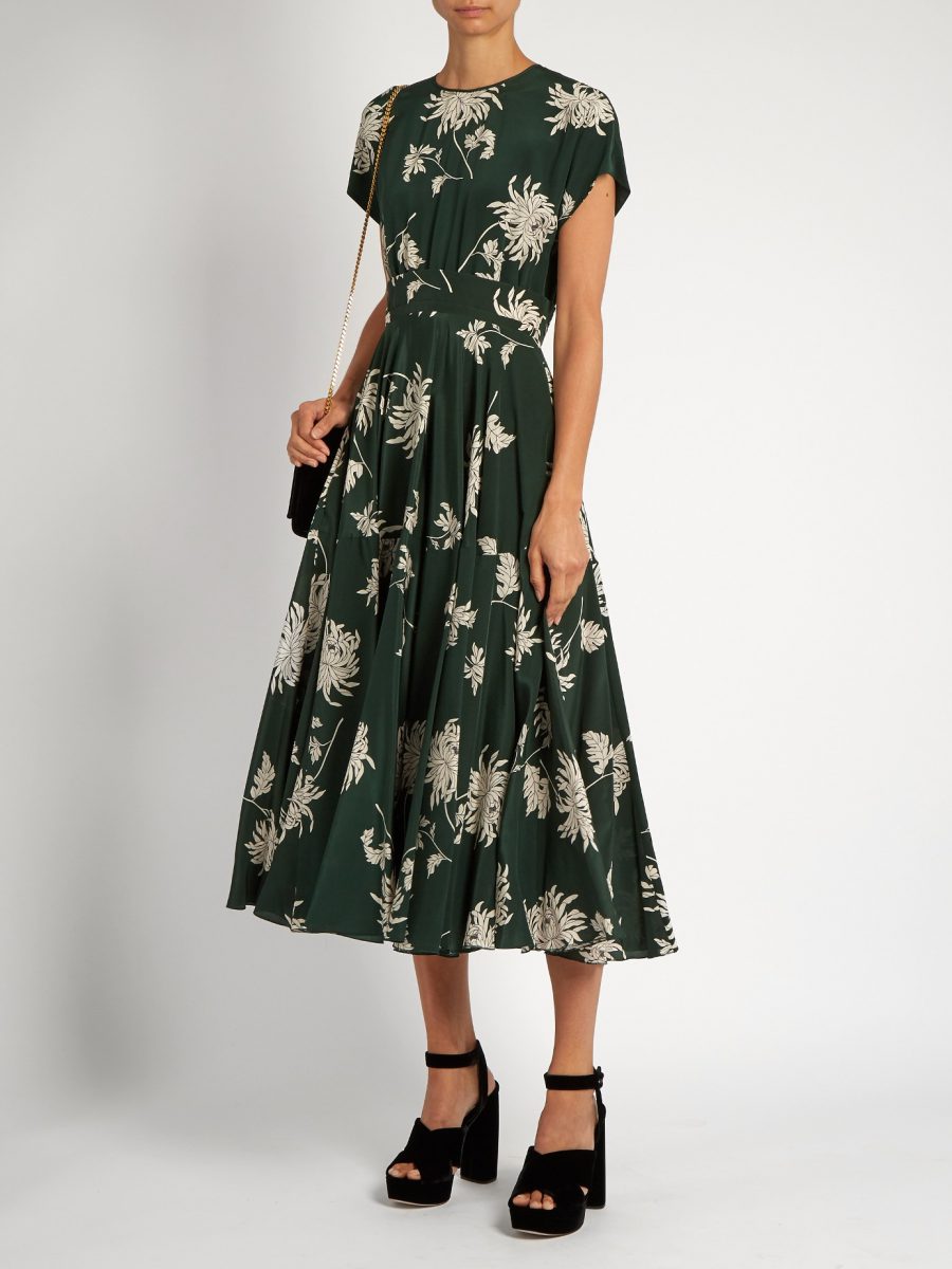 Rochas Green Dhalia printed Dress