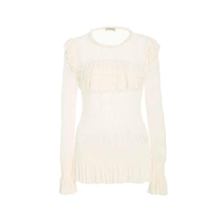 Temperley London Cypre Pointelle Frill Top