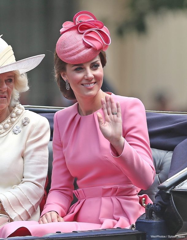 Kate Middleton wearing a pink dress at Trooping the Colour 2017