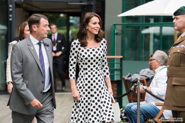 Phillip Brook, AELTC Chairman with HRH The Duchess of Cambridge as she visits the Club on the opening day of The Championships 2017. The Championships 2017 at The All England Lawn Tennis Club, Wimbledon. Day 1 Monday 03/07/2017. Credit: AELTC/Thomas Lovelock.