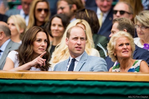 HRH The Duchess of Cambridge, left, with HRH The Duke of Cambridge in the Royal Box during the Gentlemen’s Singles Final on Centre Court. The Championships 2017 at The All England Lawn Tennis Club, Wimbledon. Day 13 Sunday 16/07/2017. Credit: AELTC/Tim Clayton.