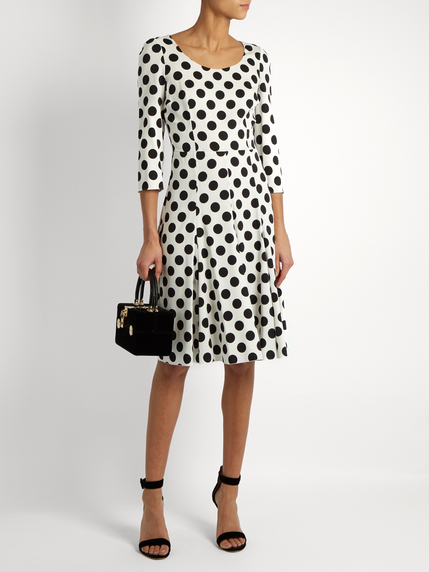 dolce and gabbana black and white polka dot dress