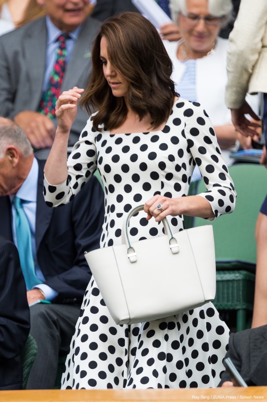 Kate Middleton wears black & white polka dot dress to Wimbledon 2017