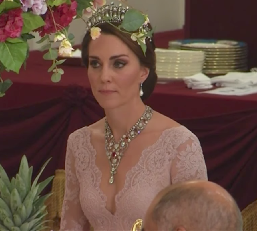 Kate Middleton Wows Pink Marchesa Gown for State Banquet with Spanish Royals