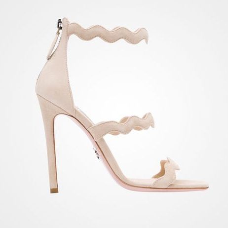 Prada Wavy Scalloped sandals in Quartz Beige 