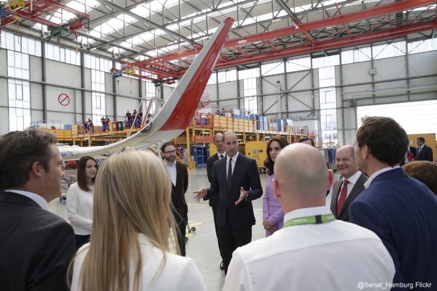 William and Kate at the Airbus headquarters in Hamberg