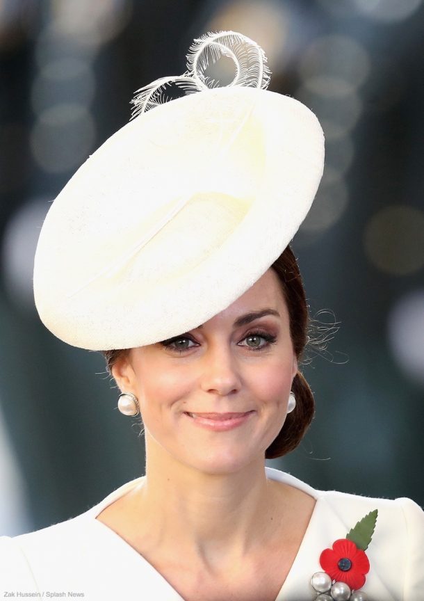 Kate Middleton wearing her Balenciaga pearl earrings in Belgium