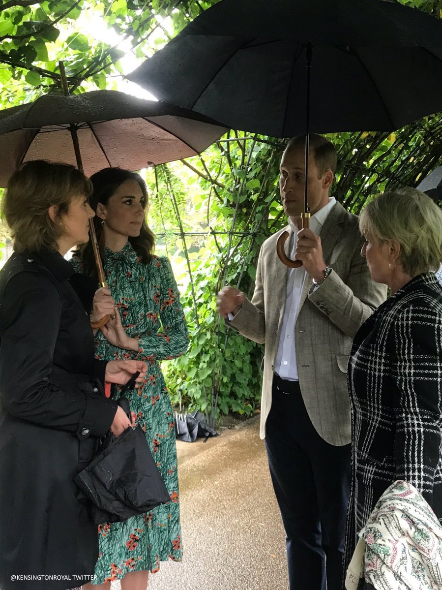 William, Kate and Harry visit the White Garden at Kensington Palace. The White Garden is a memorial garden for Princess Diana.