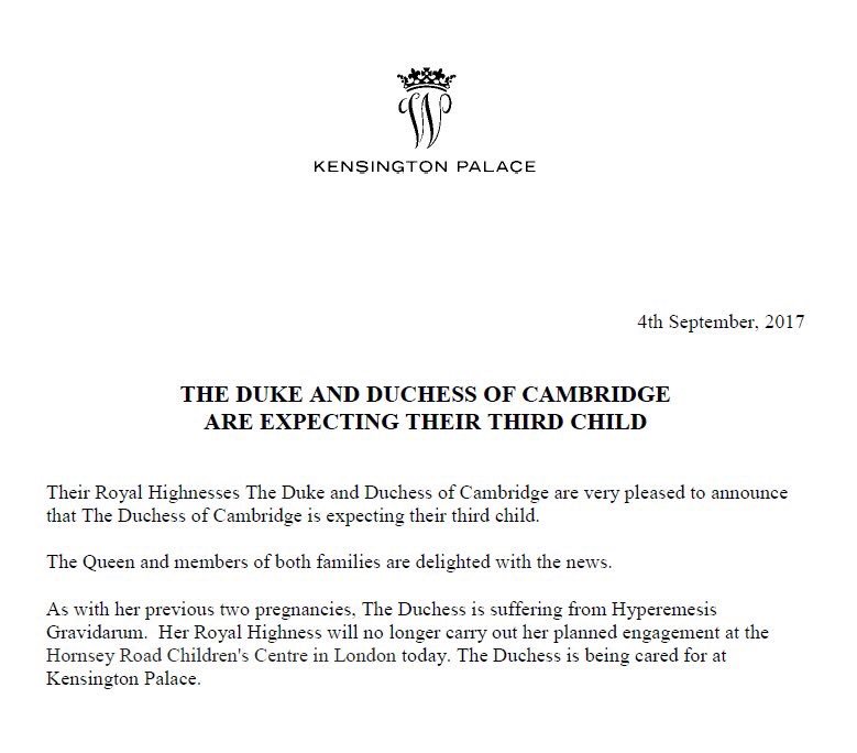 Third Royal baby announced today!