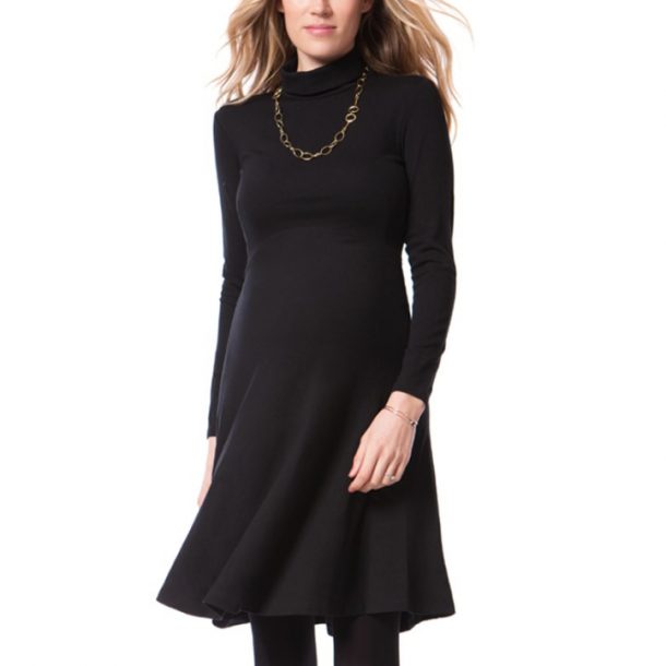 Seraphine Turtleneck Vanessa Maternity Dress in Black
