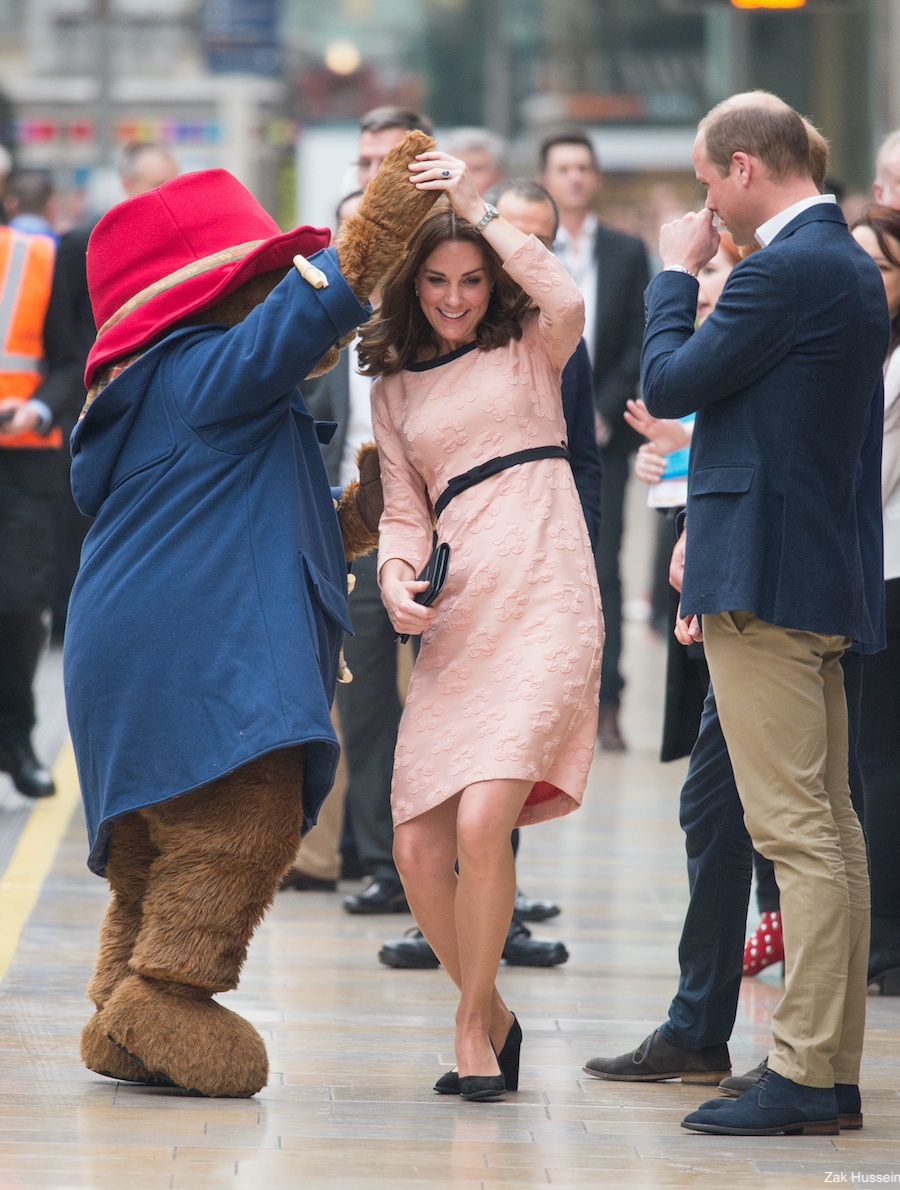 Kate Middleton meets with Paddington Bear at Paddington Station