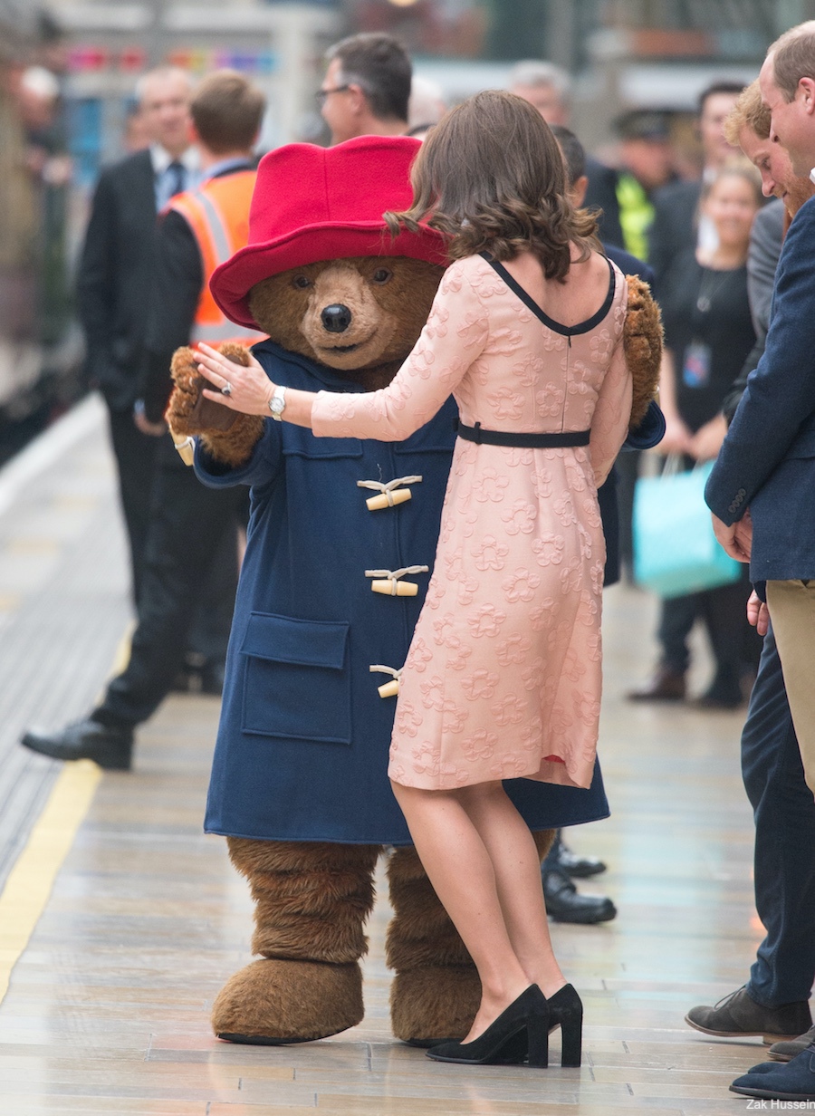Kate Middleton meets with Paddington Bear at Paddington Station