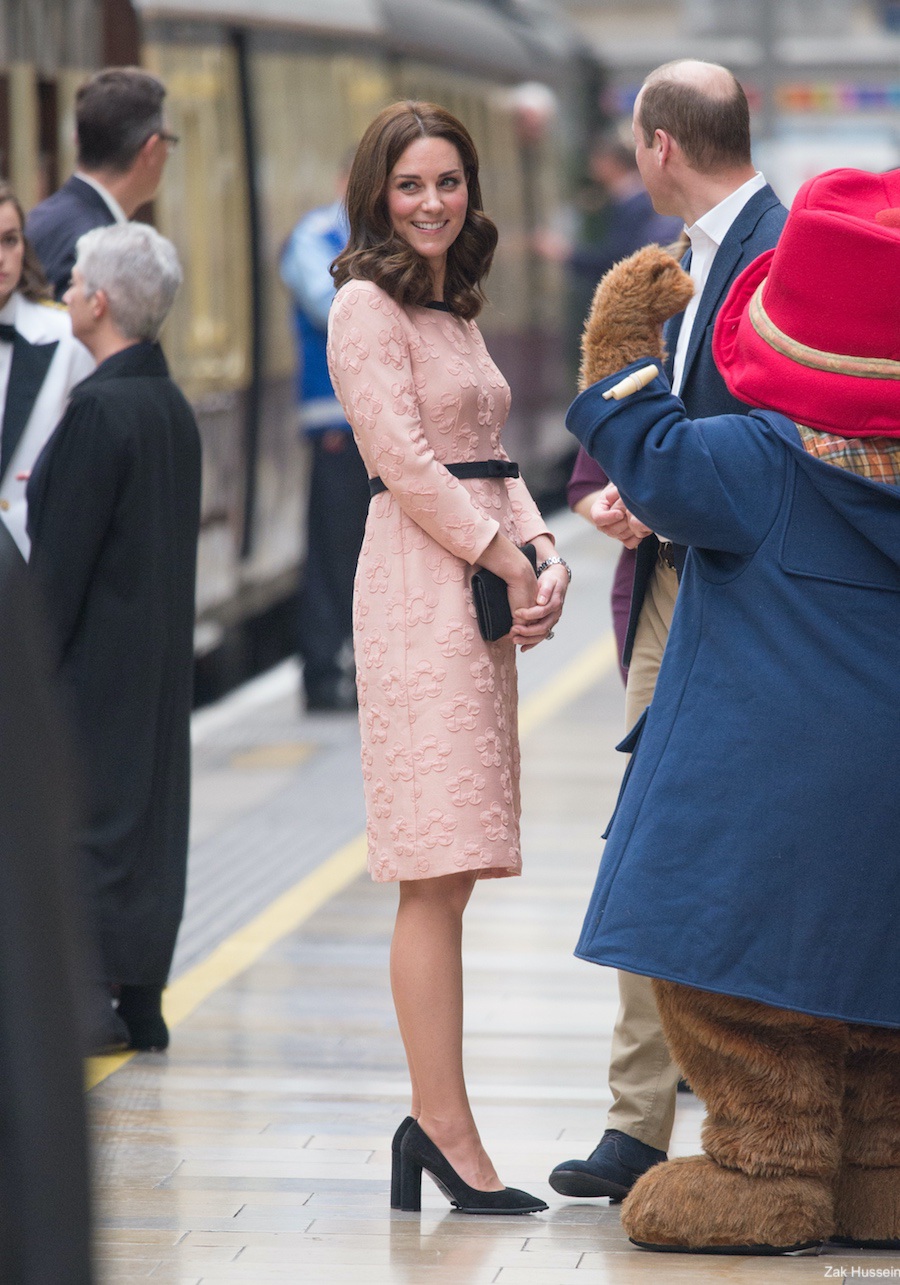 Kate Middleton meets with Paddington Bear at Paddington Station