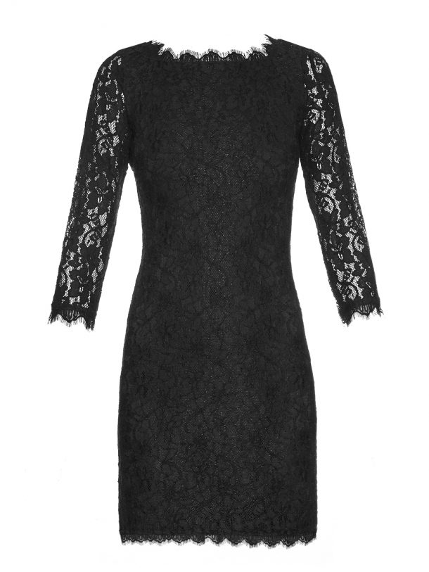 Dvf black lace dress sale