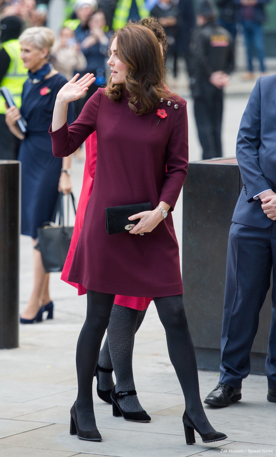 Kate Middleton's outfit at the Place2Be Forum. She chose a plum purple dress by GOAT