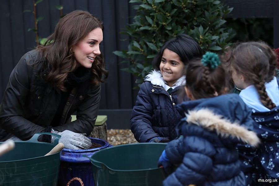 Her Royal Highness, The Duchess of Cambridge, visits a London school to mark the anniversary of the RHS Campaign for School Gardening