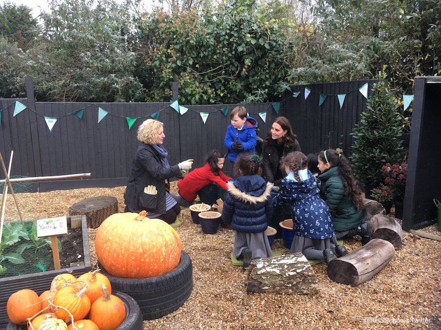 Kate Middleton visits Robin Hood Primary School to mark ten years of the RHS's Gardening in Schools Campaign