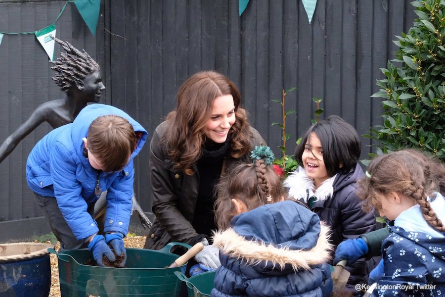 Kate Middleton visits Robin Hood Primary School to mark ten years of the RHS's Gardening in Schools Campaign