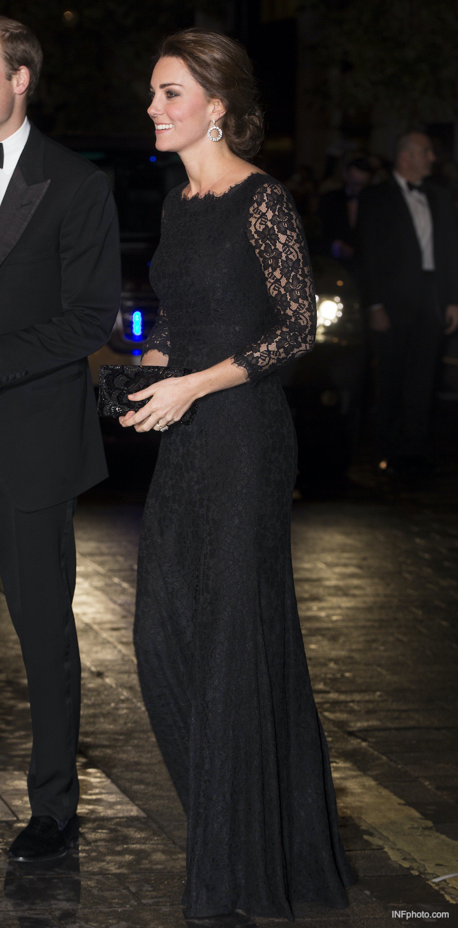 Kate Middleton wears DVF black lace Zarita dress for Royal Variety