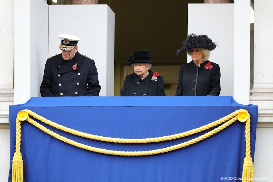 The Queen & Prince Philip on the Balcony of the Foreign Office, overlooking the National Service of Remembrance