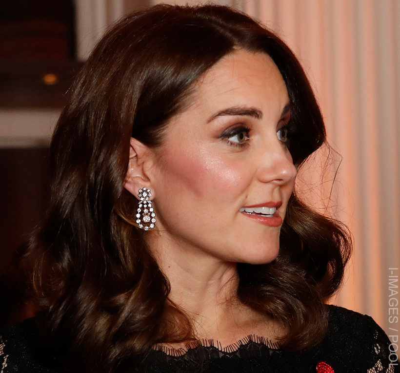 Kate Middleton wears the Queen's diamond earrings