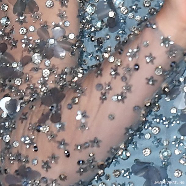 Flower and sequin embellishments on Kates dress