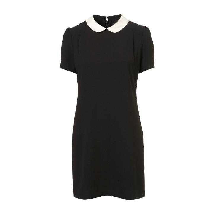 Topshop Contrast Collar Shift Dress in Black/White