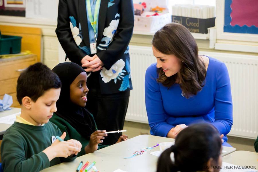 Kate Middleton visits Roe Green Junior School in London to launch new mental health website for the Heads Together Campaign