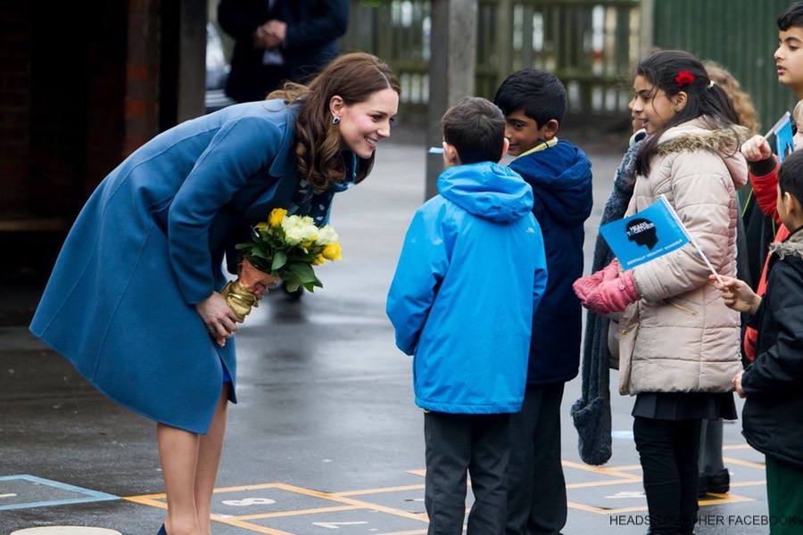 Kate Middleton visits Roe Green Junior School in London to launch new mental health website for the Heads Together Campaign