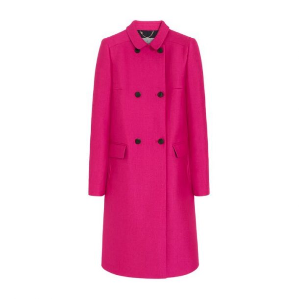 Mulberry Double Breasted Coat in Pink Cerise