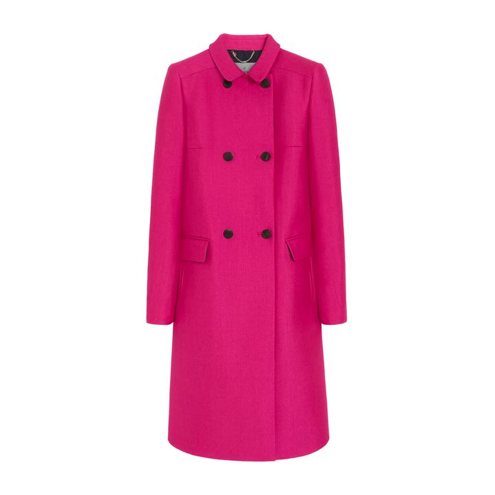 Mulberry Double Breasted Coat in Cerise Pink