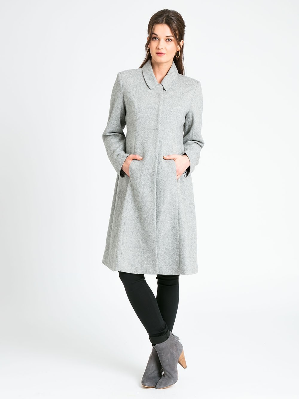 Grey Princess Line Maternity Coat