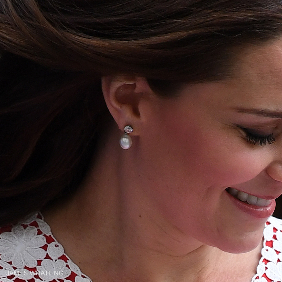 Kate Middleton's pearl earrings on loan from the Queen