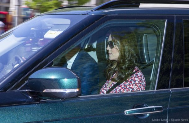 Kate Middleton driving to the wedding rehearsal in Windsor