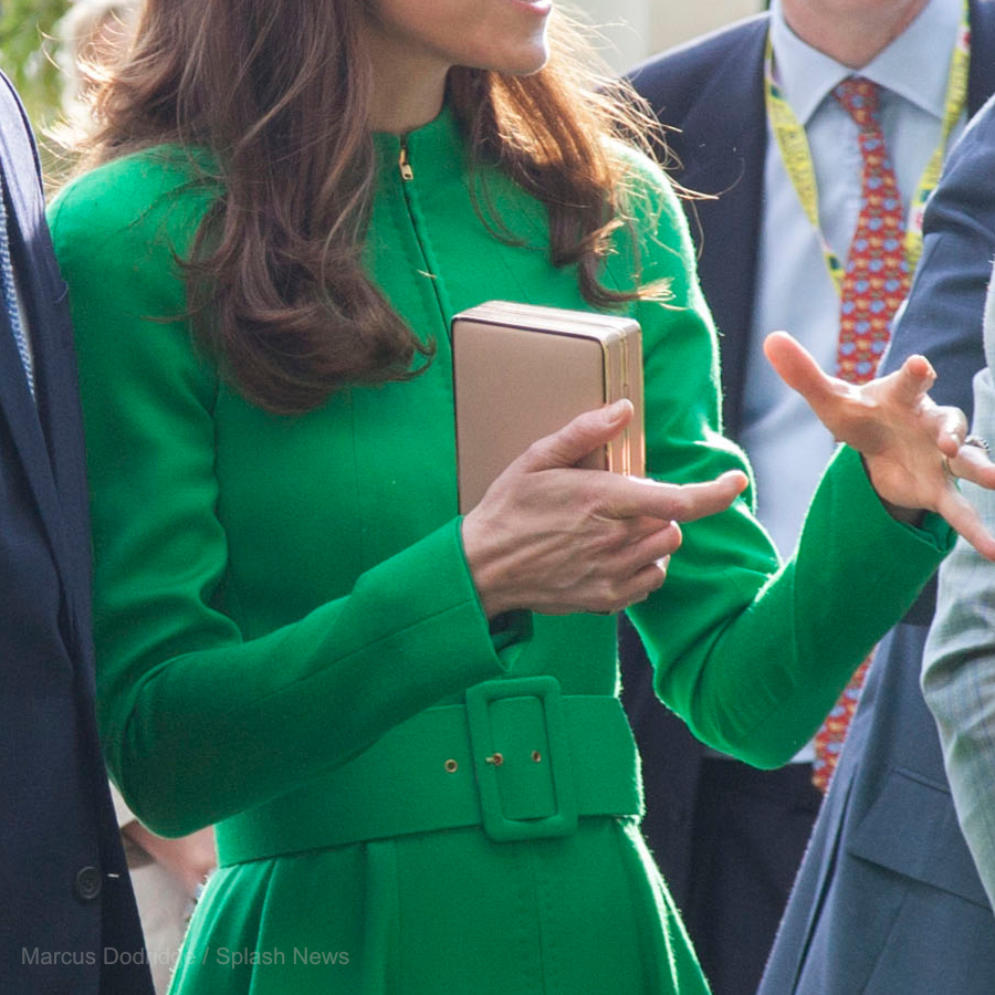 Kate Middleton carrying the L.K. Bennett Nina clutch bag during the 2016 Chelsea Flower Show