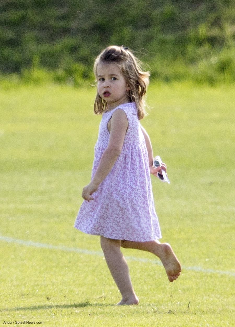 Princess Charlotte's pink floral print dress at the polo match in June 2018