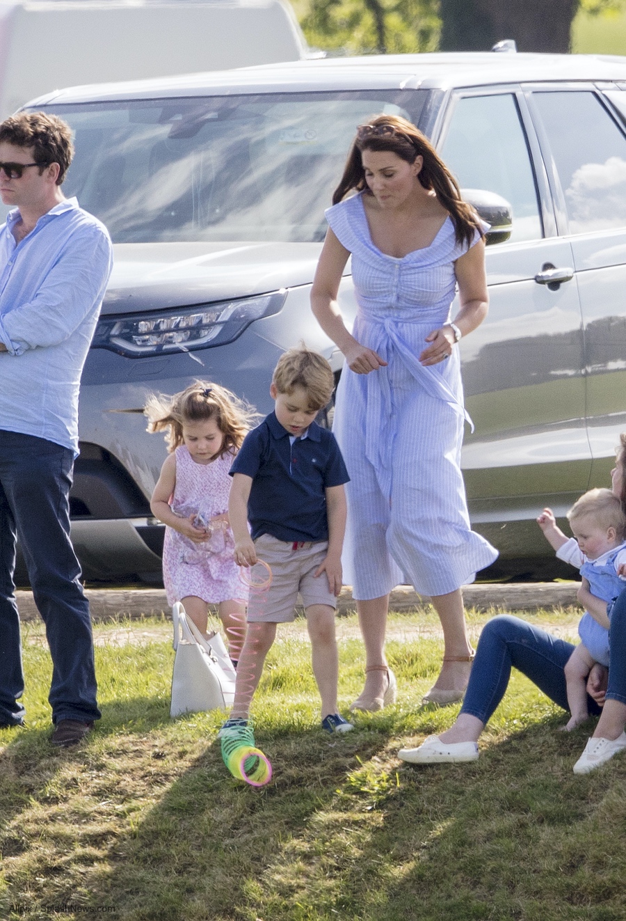 Kate with the children at the polo