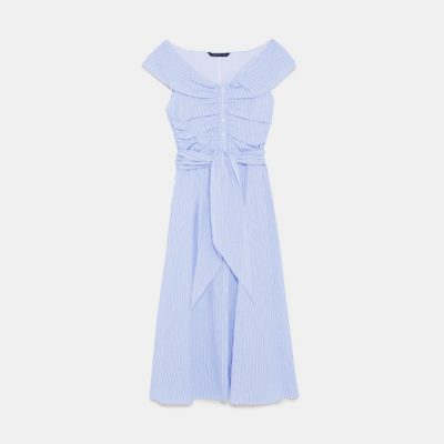 Kate in blue Zara summer dress at charity polo match