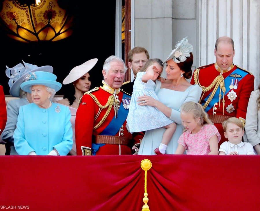 The Royal Family on the balcony for the flypast at Trooping the Colour