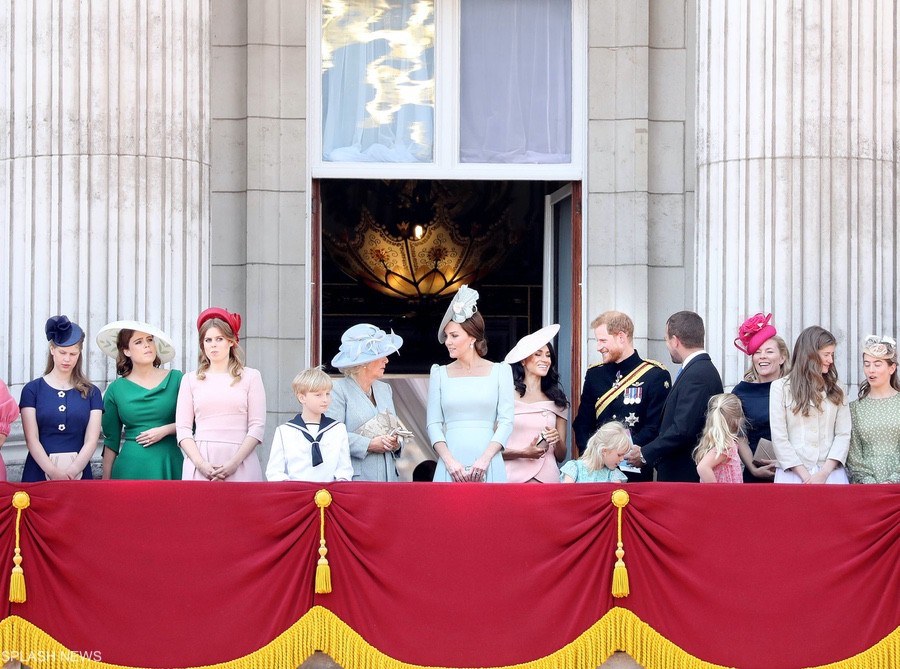 The Royal Family on the balcony for the flypast at Trooping the Colour