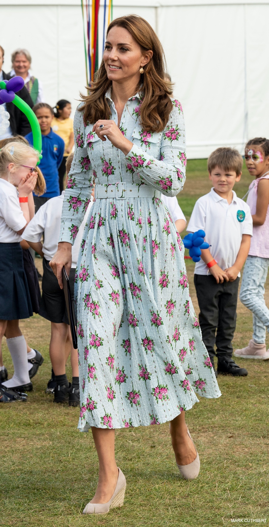 Kate Middleton wears blue floral dress to unveil garden at RHS Wisley