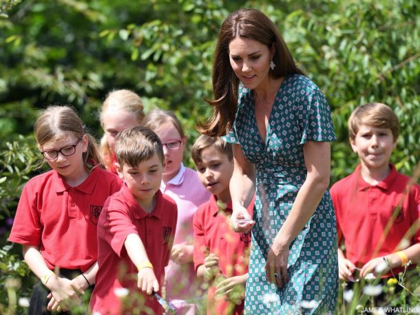 Kate in Sandro for 'Back to Nature' garden visit at Hampton Court Palace