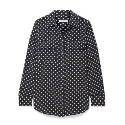 Kate Middleton wearing the black & white polka dot silk shirt by Equipment