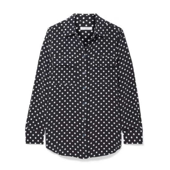 polka dot black and white top