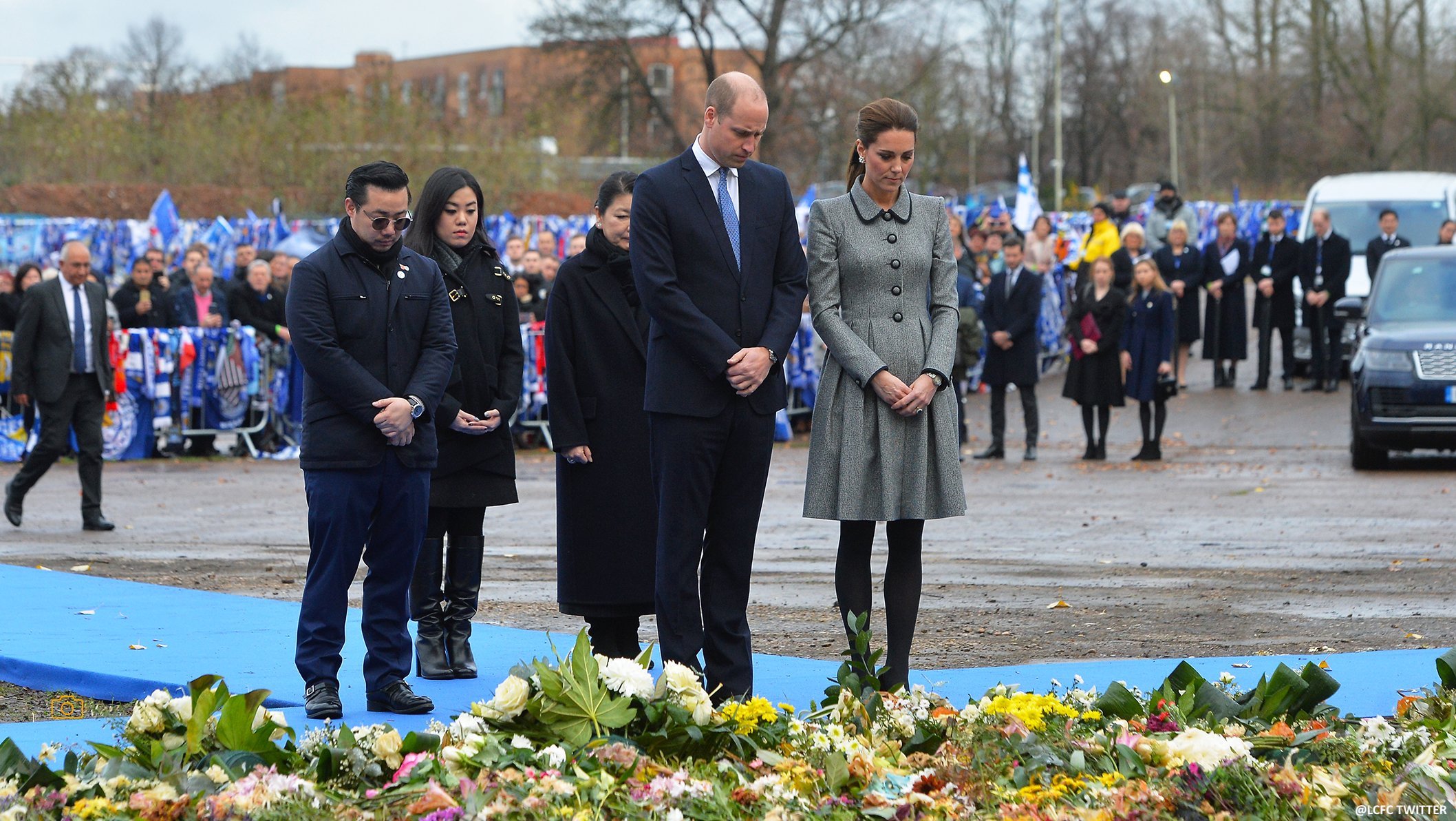 William and Kate visiting the Leicester City Football Club memorial in 2018