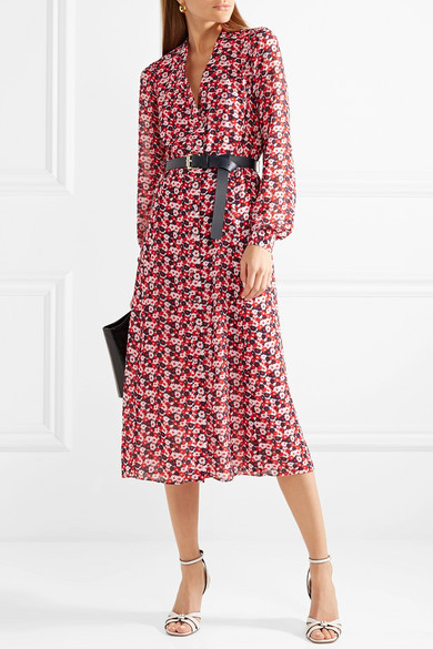 michael kors floral print midi dress