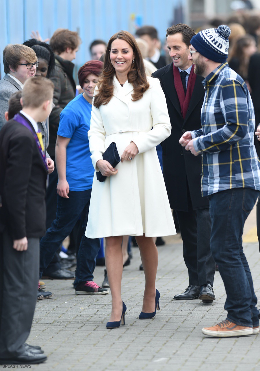 Kate is Nautical In Navy Boat Print Dress & White Coat in Portsmouth