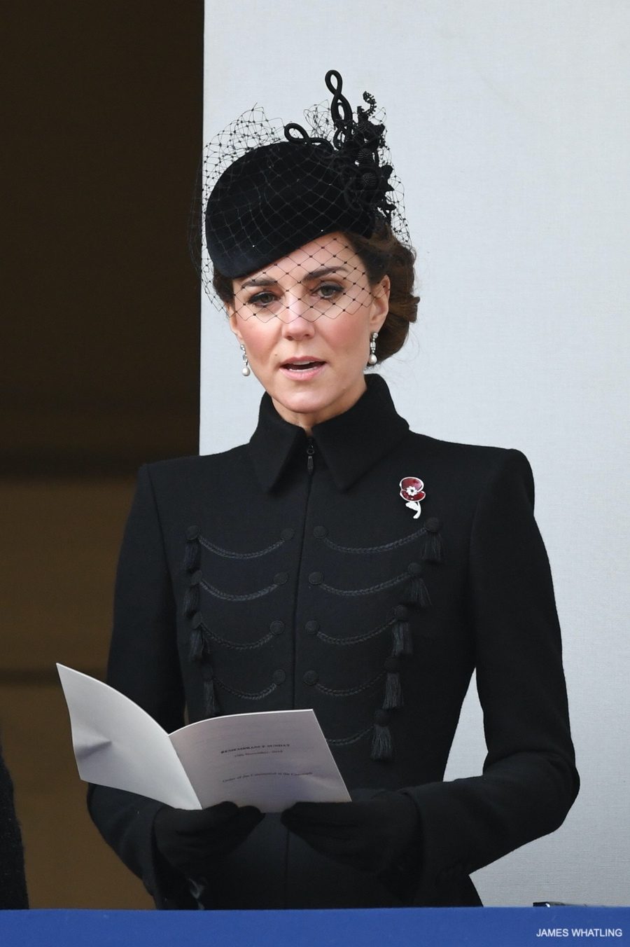 The Princess of Wales on Remembrance Sunday wearing a black military-inspired coat